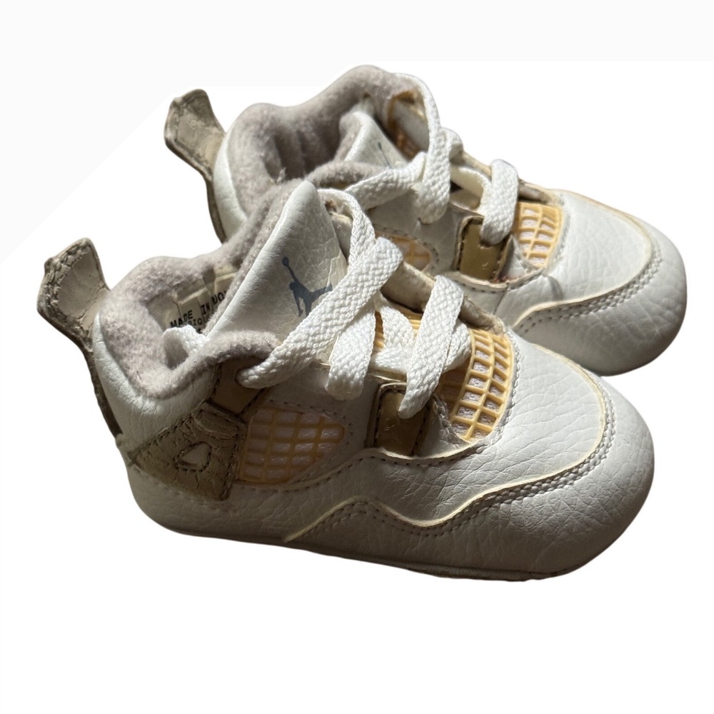 Jordan 4 Retro Sand 2006 White Linen Baby Infant Crib Shoes 2C 308501-142
